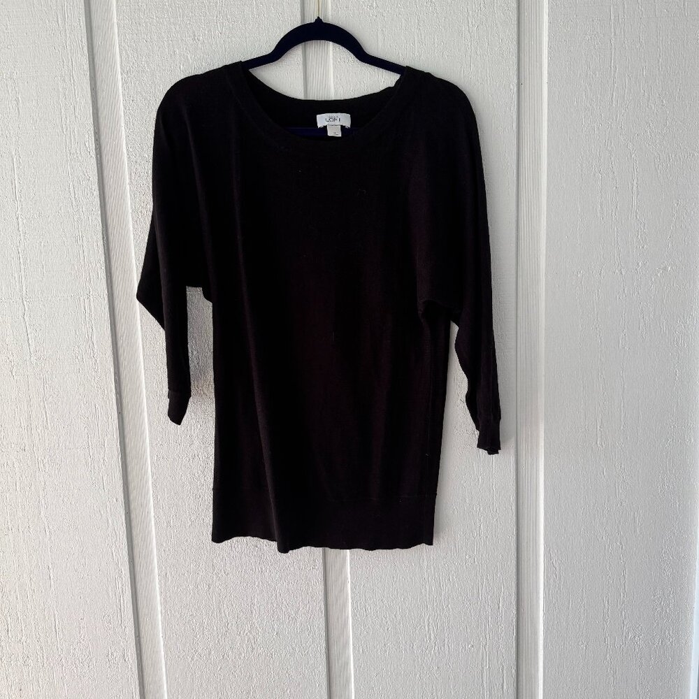 LOFT Dolman Sleeve Tunic Top Blouse Casual Comfy Black Size Medium‎